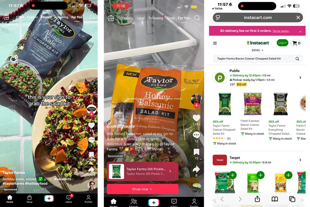 Buying fresh just got easier: Taylor Farms launches one-tap shopping on TikTok with Instacart