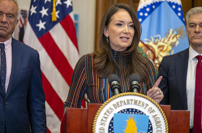 Secretary Rollins presenting dietary guidelines