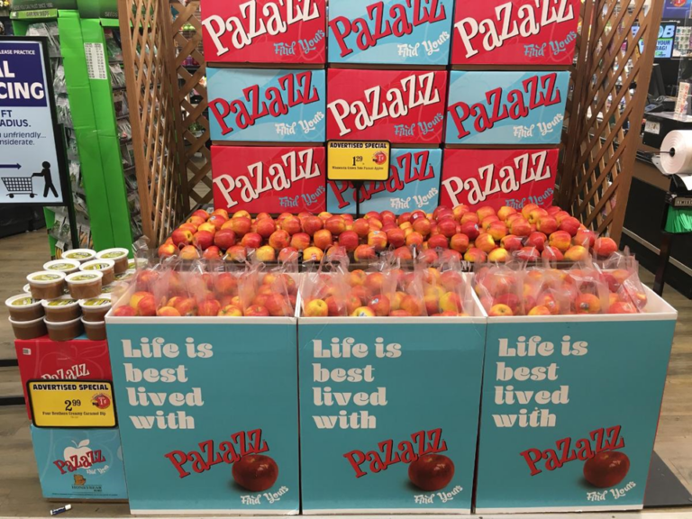 Pazzaz bin on store floor