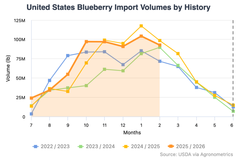 US blueberry import volumes