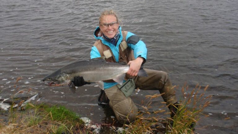 Ellie Norris fishing in Alaska
