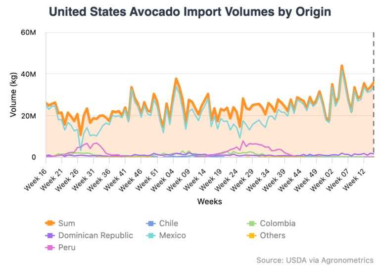US avocado import volumes