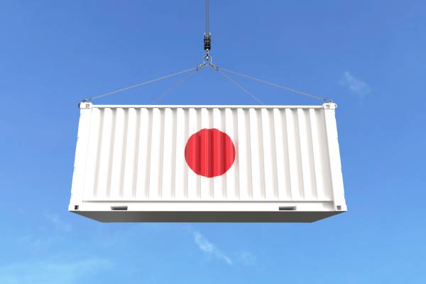 Container with Japan flag