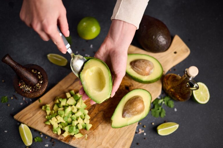 avocado cut on board