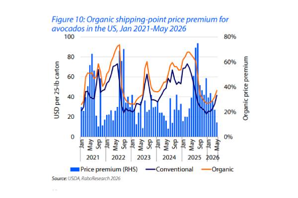 Rabobank organic avocado premium graph