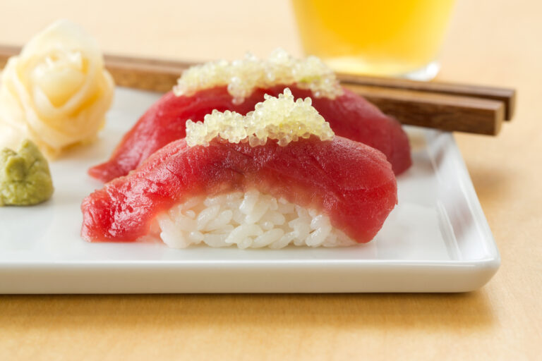 Finger limes on sushi