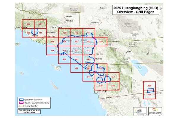California HLB quarantined areas