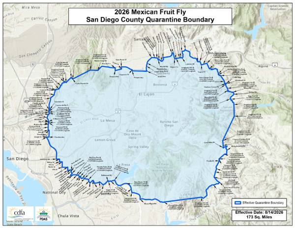 San Diego County Quarantine area