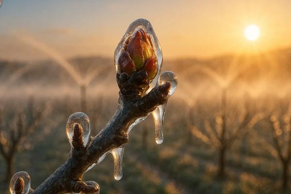frost over tree bud potentially in chile
