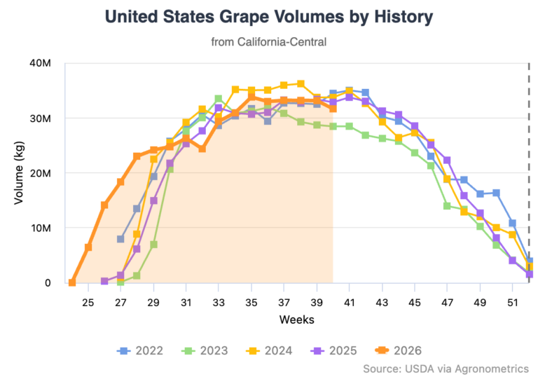 US Table grapes volumes